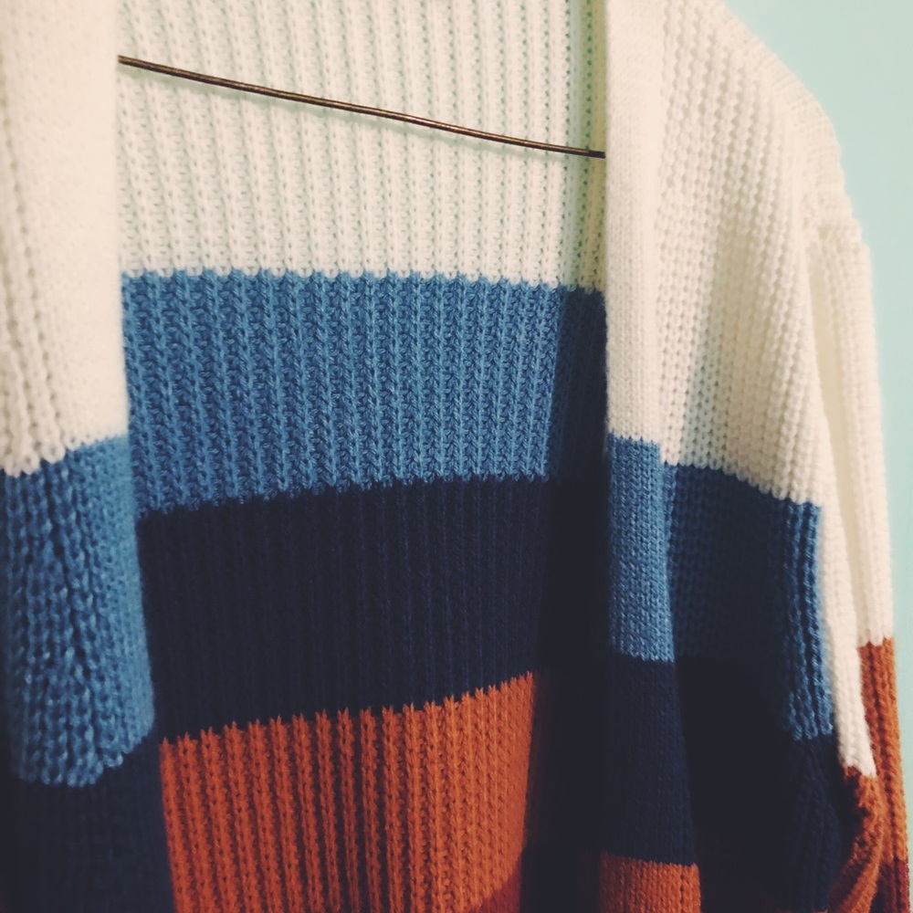 long striped cardigan w/ pockets